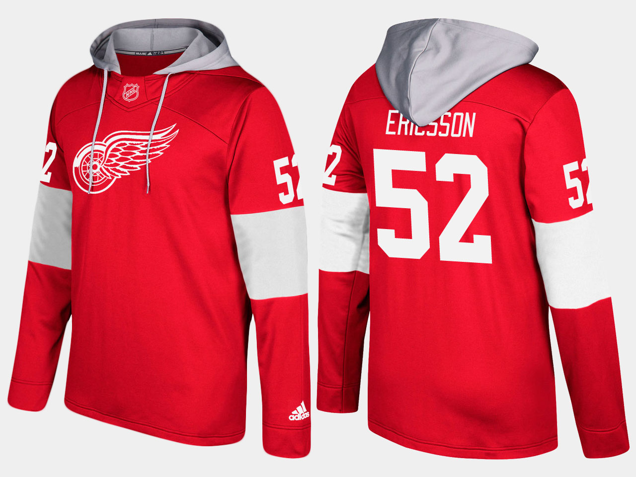 NHL Men Detroit red wings #52 jonathan ericsson red hoodie->detroit red wings->NHL Jersey